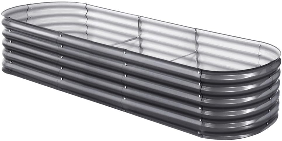 Green Fingers Oval Galvanised Garden Bed, 320 x 80 x 42 cm