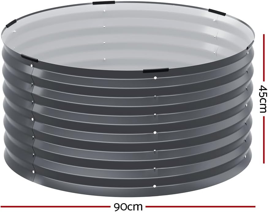 Green Fingers Round Galvanised Garden Bed, 90 x 45 cm