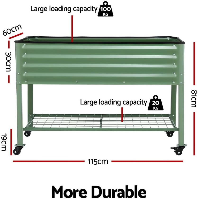 Green Fingers Mobile Raised Garden Bed, White