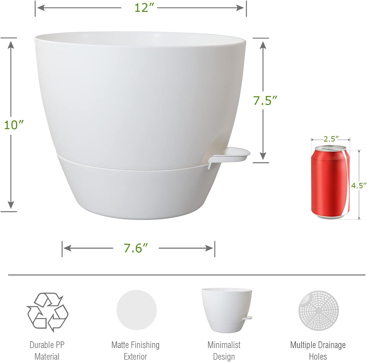 UOUZ Self-Watering Pots, 12 in, Black