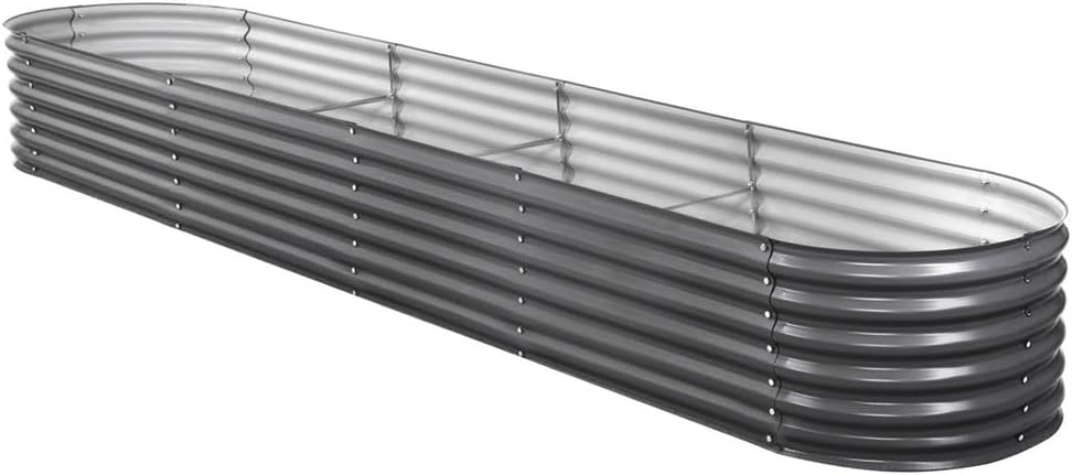 Green Fingers Oval Galvanised Garden Bed, 320 x 80 x 42 cm