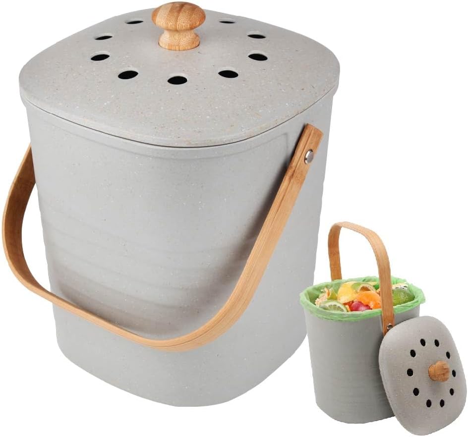 Eco Basics Compost Kitchen Bin, 4 L, Pebble