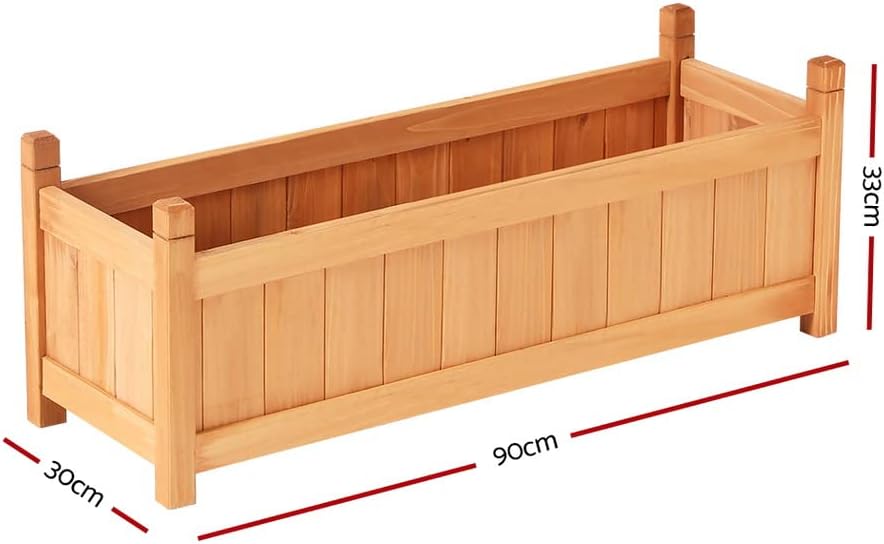 Green Fingers Wooden Planter Box, 90 x 30 x 33 cm