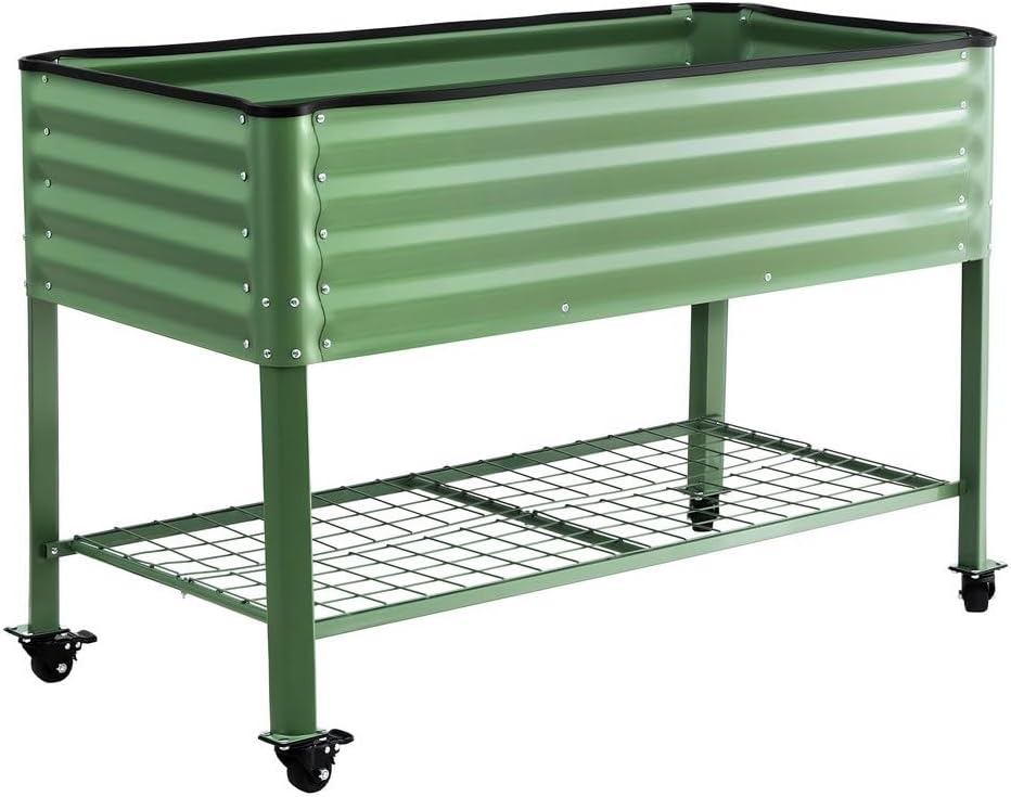Green Fingers Mobile Raised Garden Bed, White