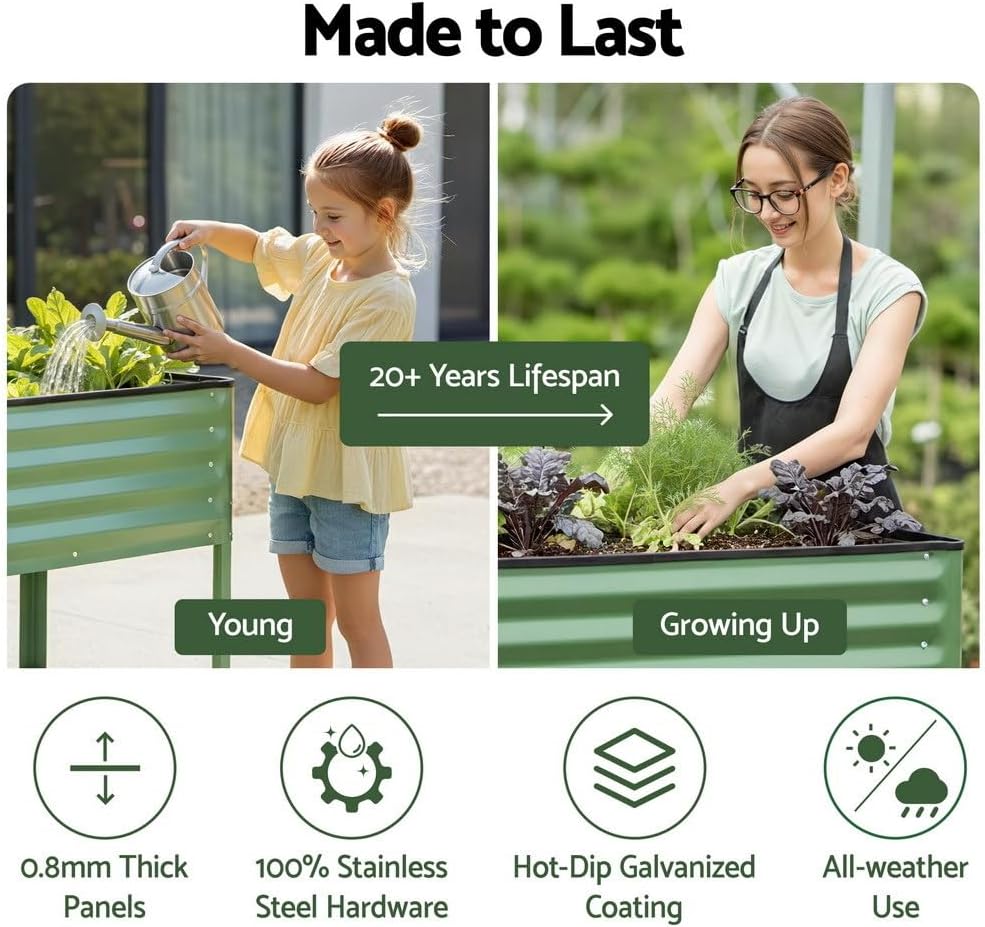 Green Fingers Mobile Raised Garden Bed, White