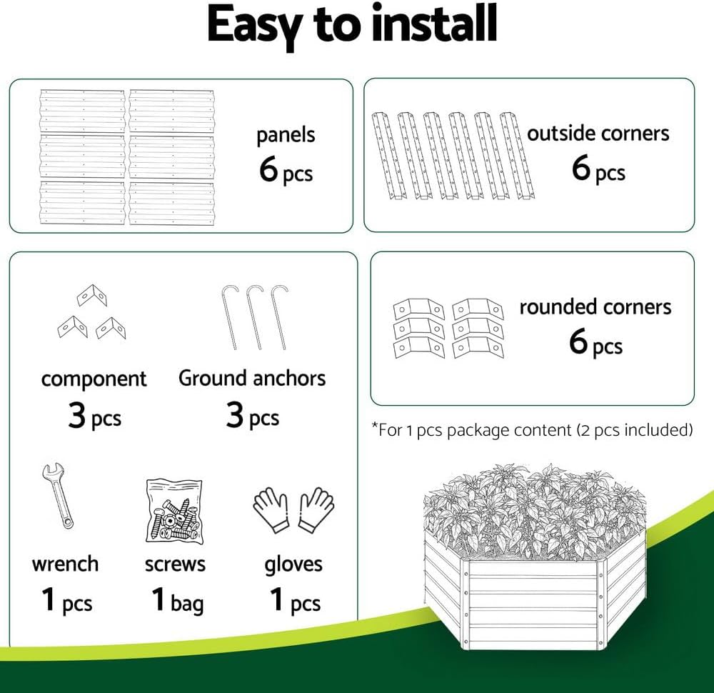 Green Fingers Galvanised Garden Beds, 2 Pack, 150 x 90 x 30 cm