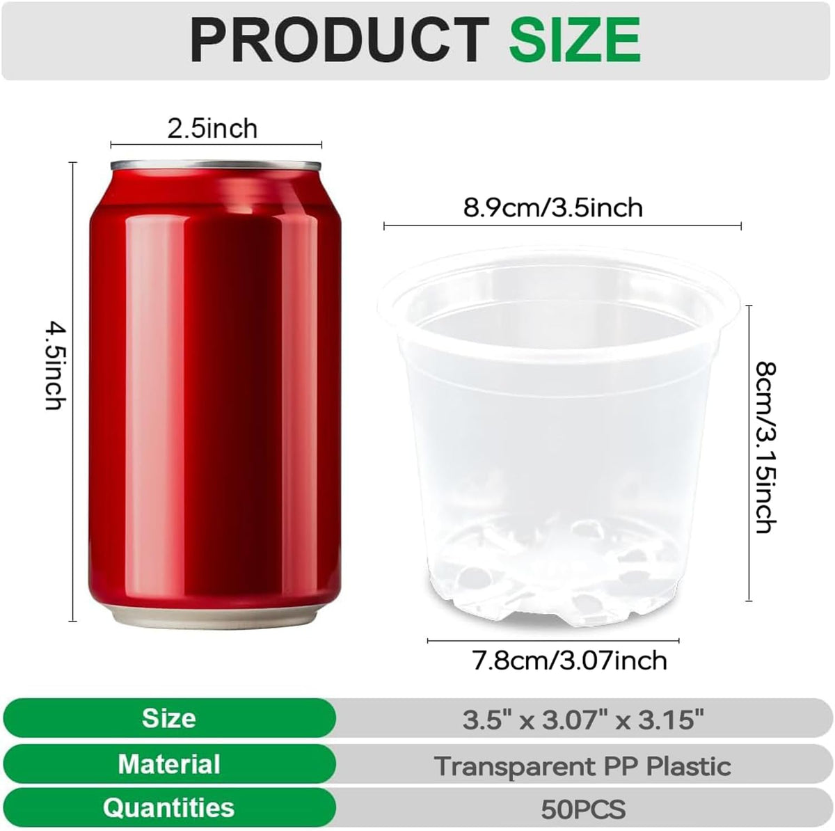 Plastic Nursery Pots, 100 Pack, 4 in