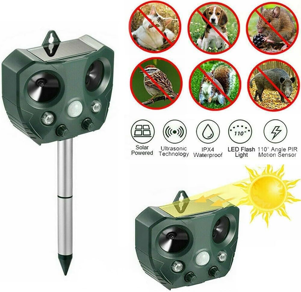 Solar Ultrasonic Animal Repeller, 5000 sq ft