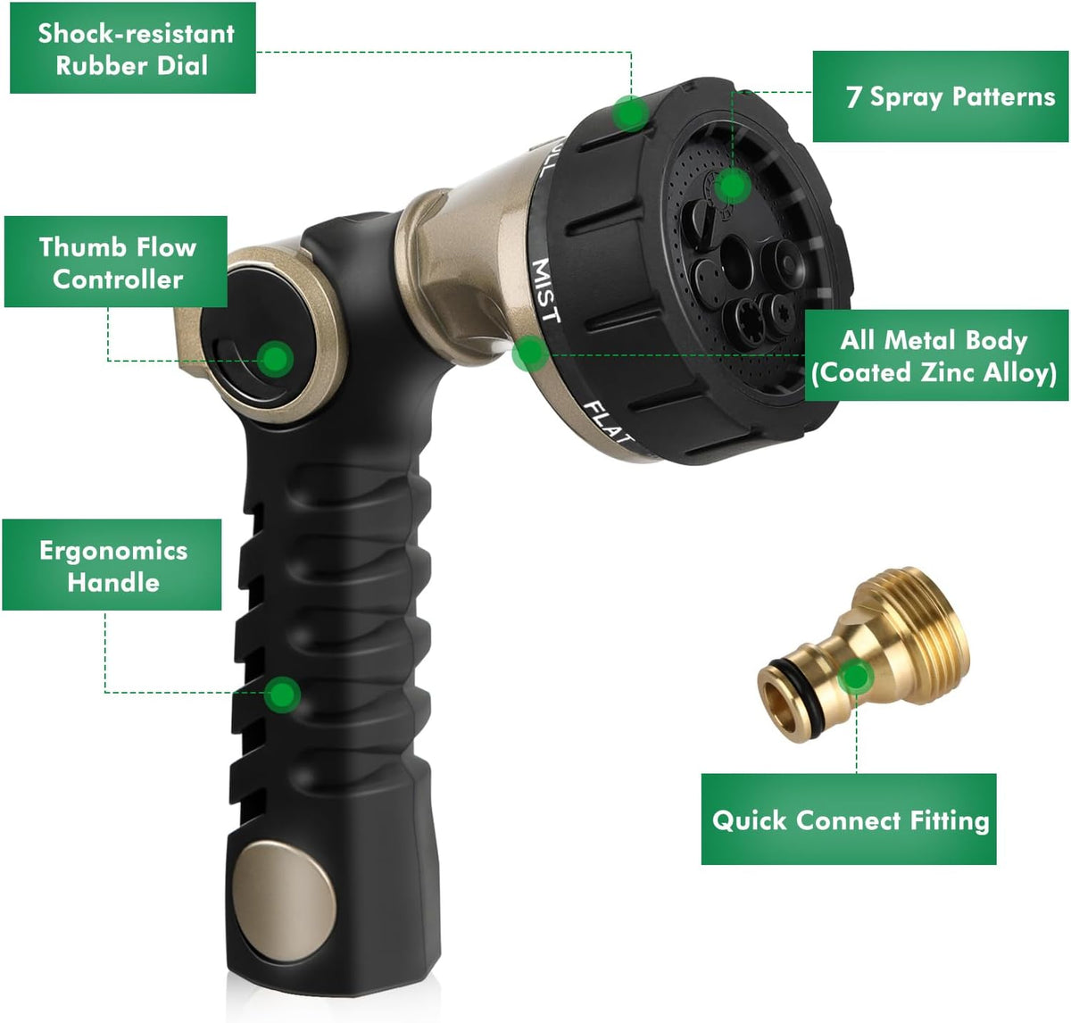 RESTMO Metal Garden Hose Spray Gun