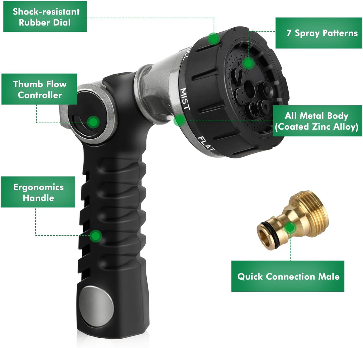 RESTMO Metal Garden Hose Spray Gun
