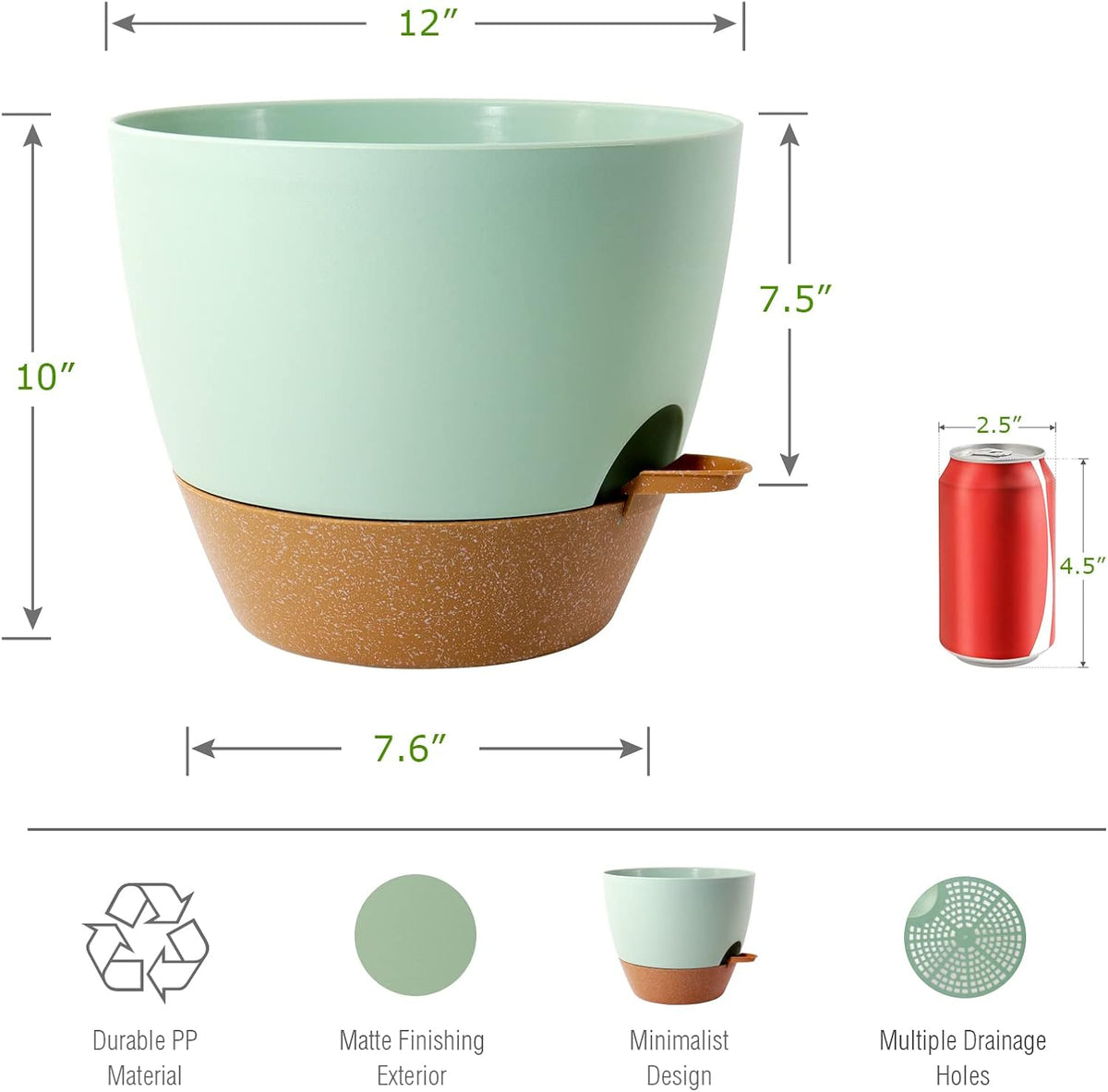 UOUZ Self-Watering Pots, 12 in, Black