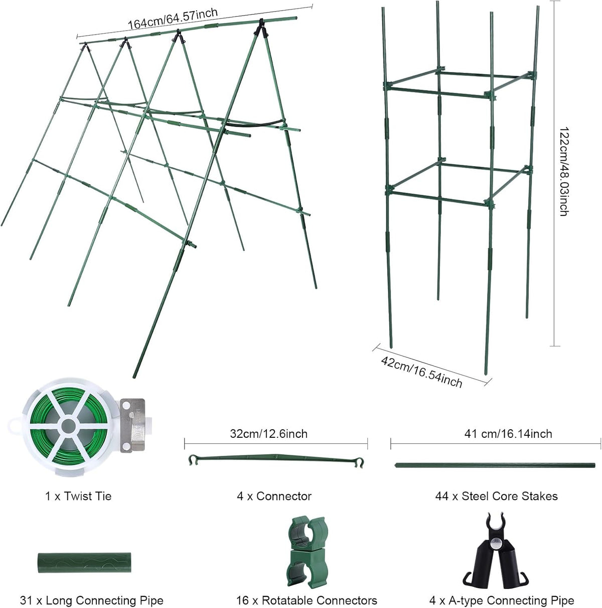 Garden Mesh Netting Kit with Hoops and Clips, 8 x 26 ft