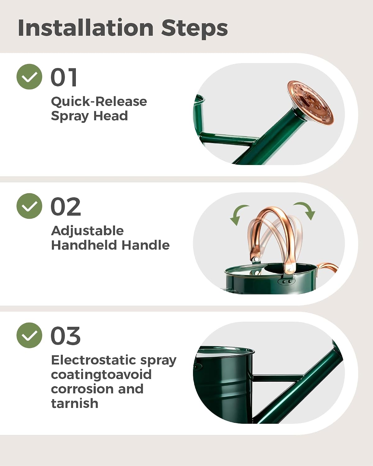 Bamworld Iron Watering Can, 1 Gallon, Green