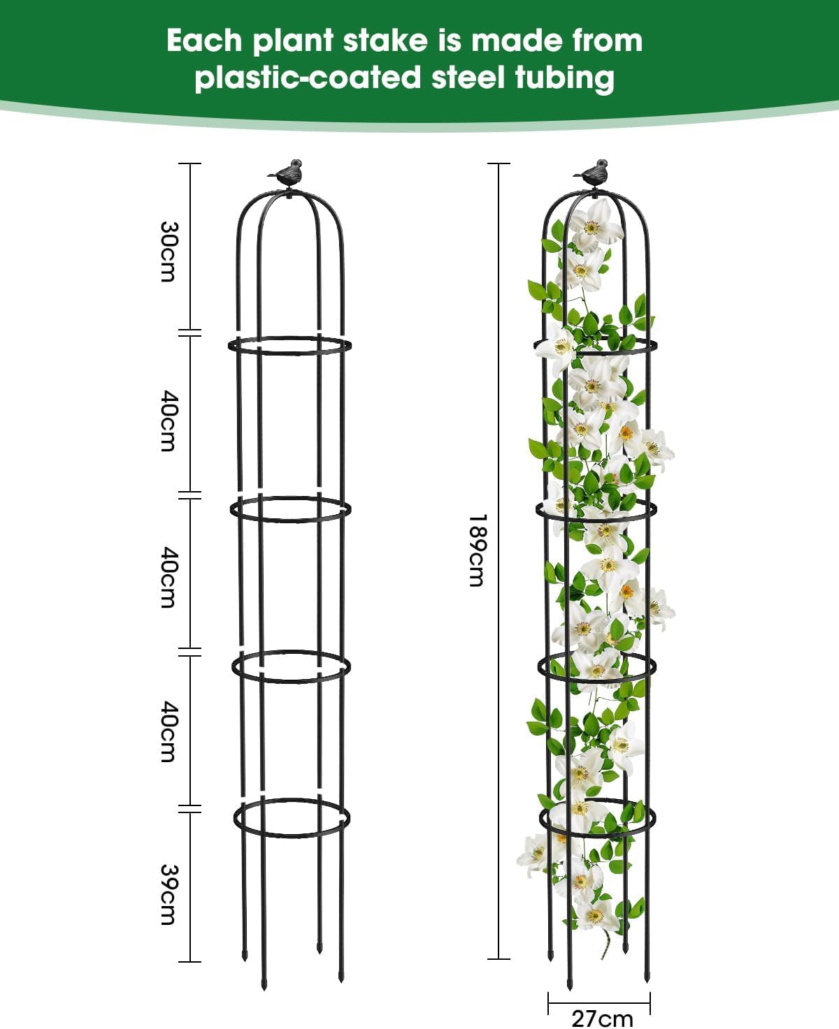 Garden Obelisk Trellis, 2 Pack, 189 x 27 cm