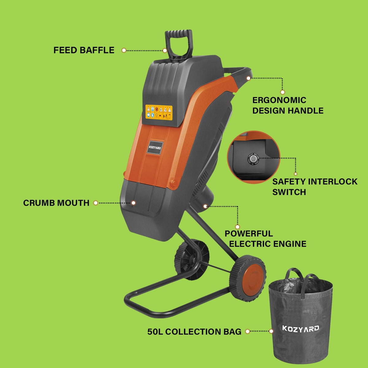 KOZYARD Electric Wood Chipper, 2400 W