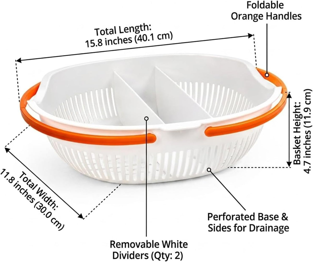 Garden Harvest Basket with Divider and Drain Holes