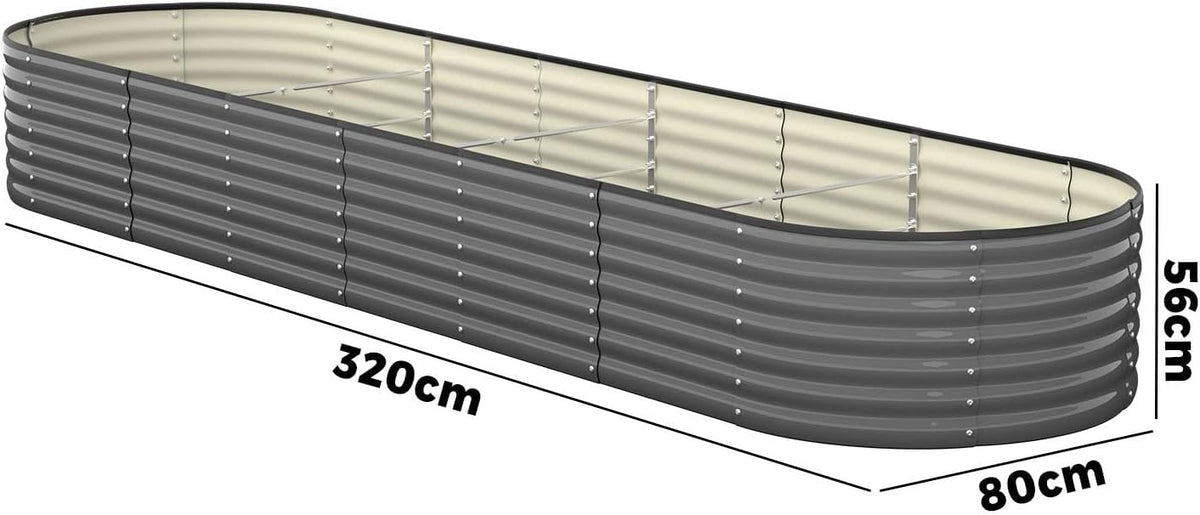 Livsip Galvanised Raised Garden Bed, 240 x 80 x 56 cm