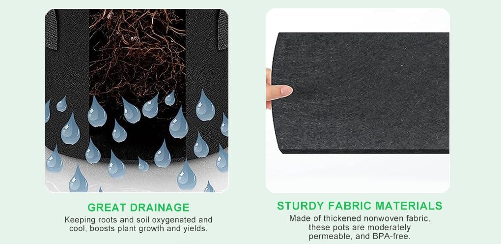 Grow Bags, 5 Pack, 20 gal