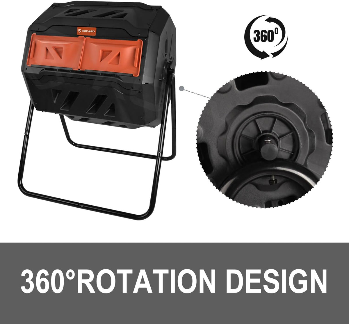KOZYARD Dual-Chamber Compost Tumbler, 160 L