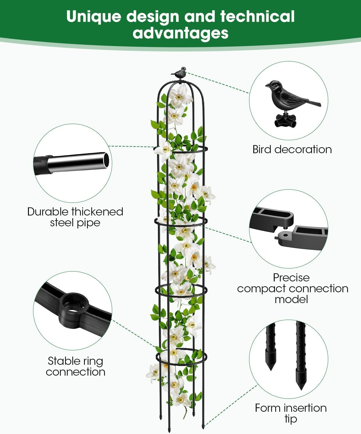 Garden Obelisk Trellis, 2 Pack, 189 x 27 cm