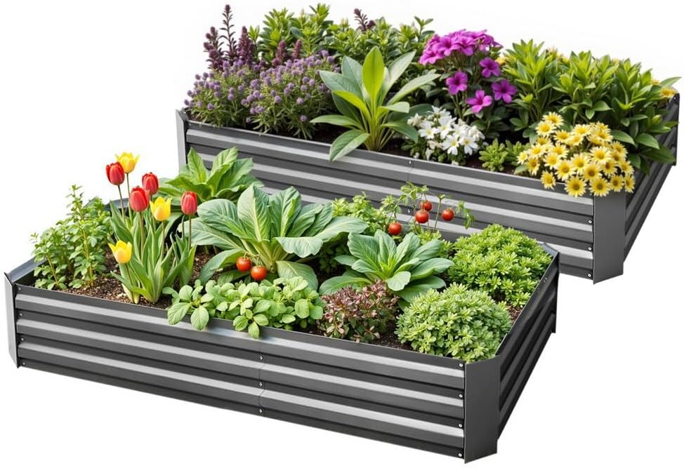 Green Fingers Galvanised Garden Beds, 2 Pack, 150 x 90 x 30 cm