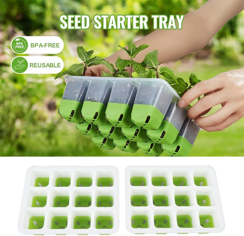 Silicone Seedling Starter Trays, 5 Pack, 12 Cells