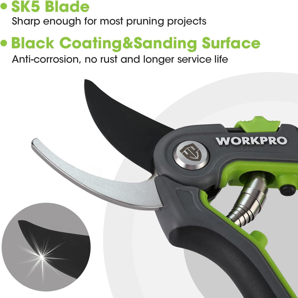 WORKPRO Bypass Pruning Shears, Green