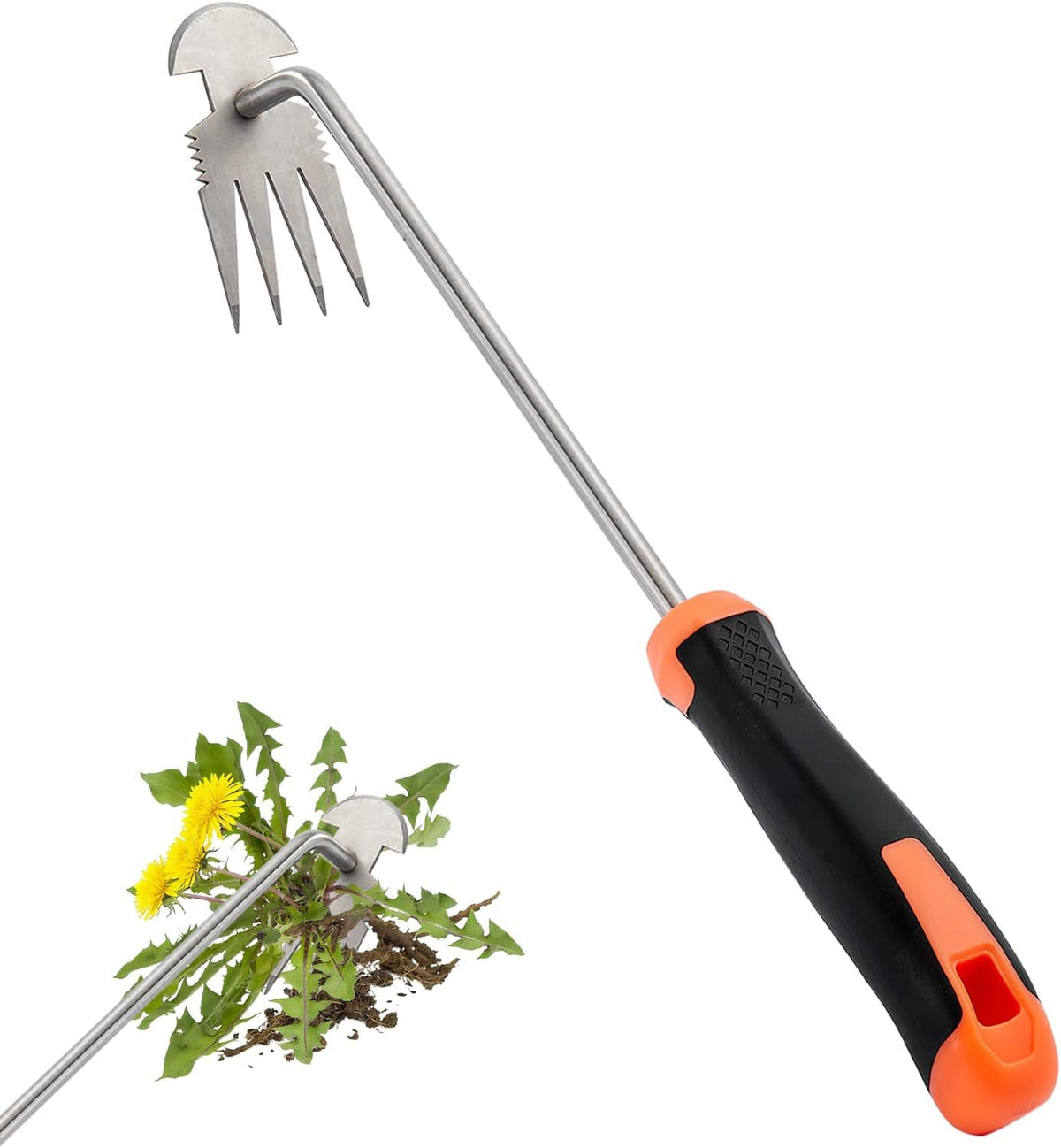 Stainless Steel Hand Weeder with Rubber Handle