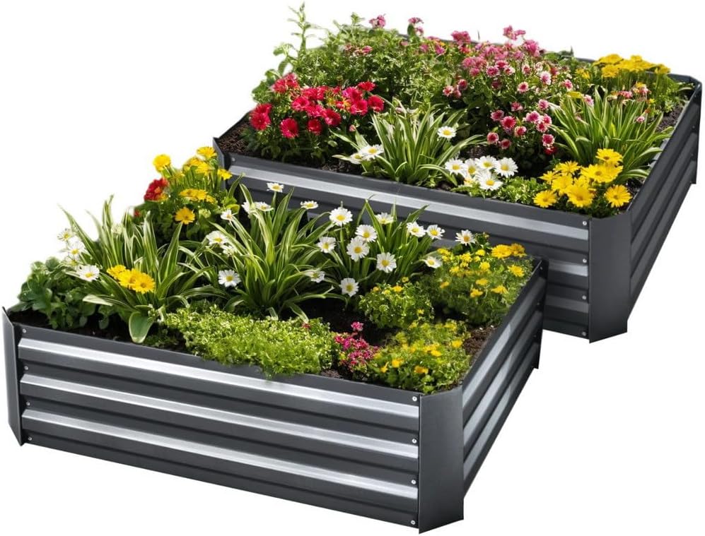 Green Fingers Galvanised Garden Beds, 2 Pack, 150 x 90 x 30 cm