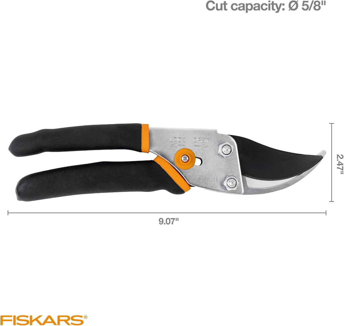 Fiskars Bypass Pruning Shears, 5/8 in