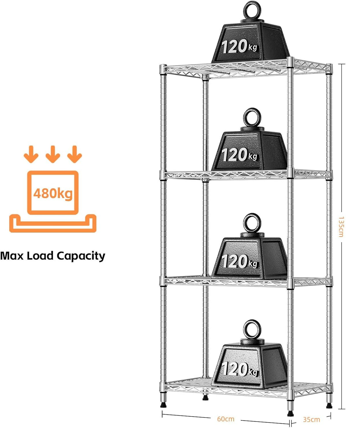 MZG Wire Storage Shelving Unit, 5 Tier
