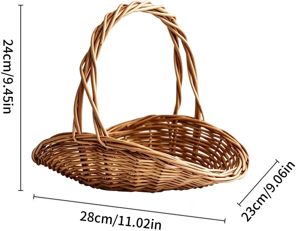 Hand-Woven Garden Harvest Basket with Handle
