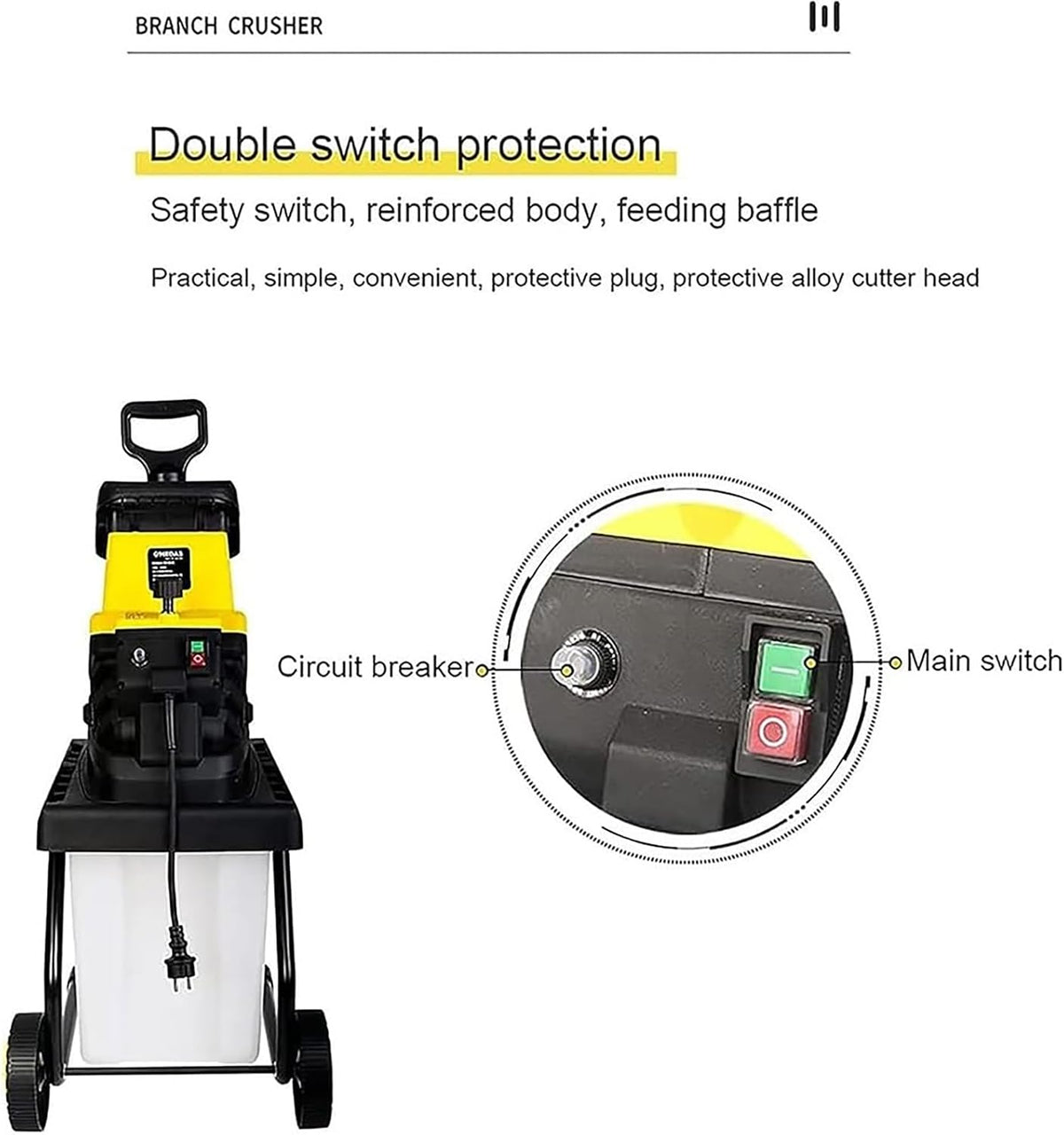 Electric Leaf Mulcher, 2500 W, 45 L Bin
