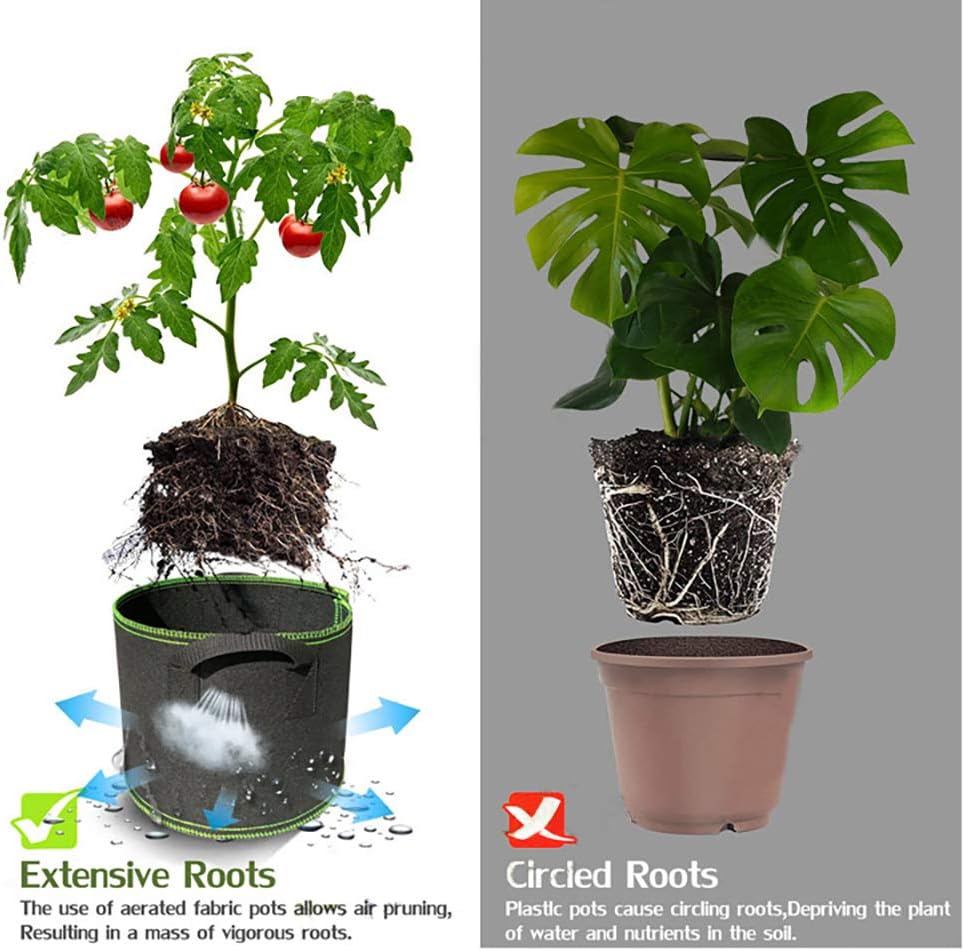 Grow Bags, 5 Pack, 10 gal
