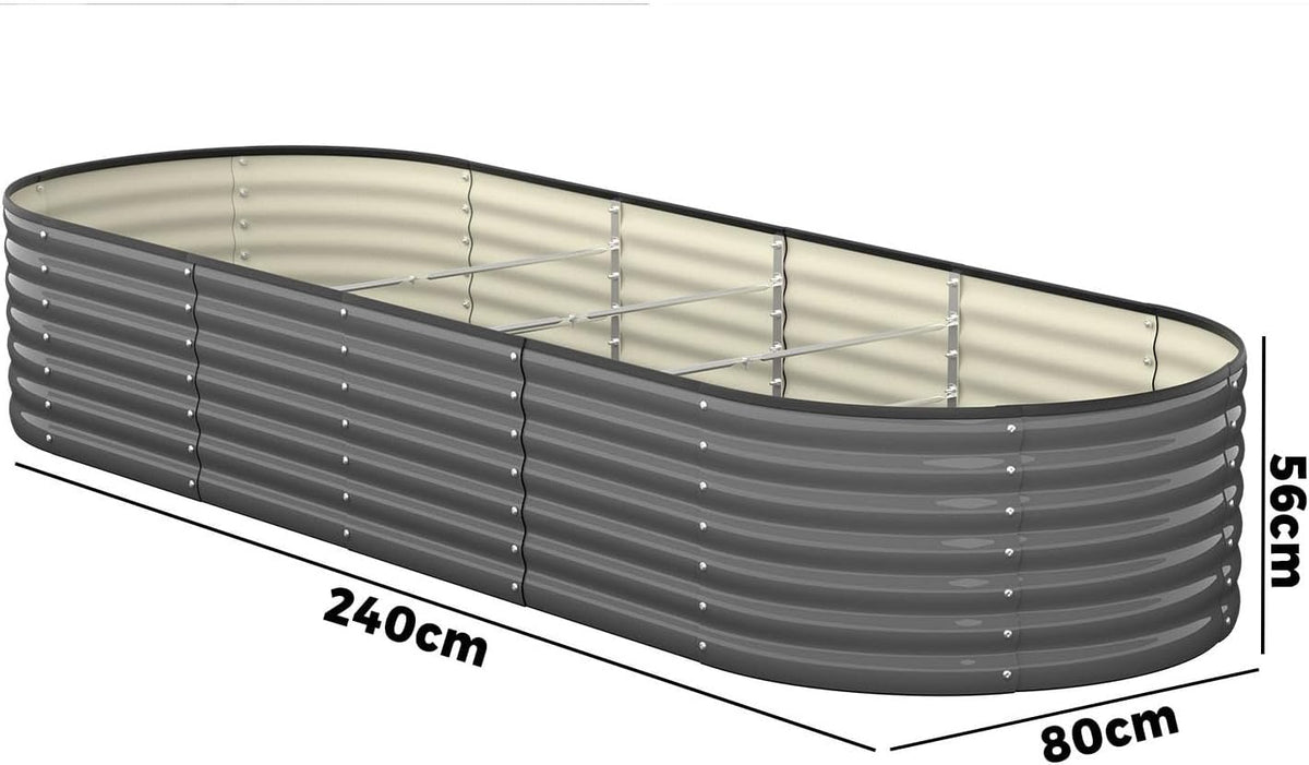 Livsip Galvanised Raised Garden Bed, 240 x 80 x 56 cm