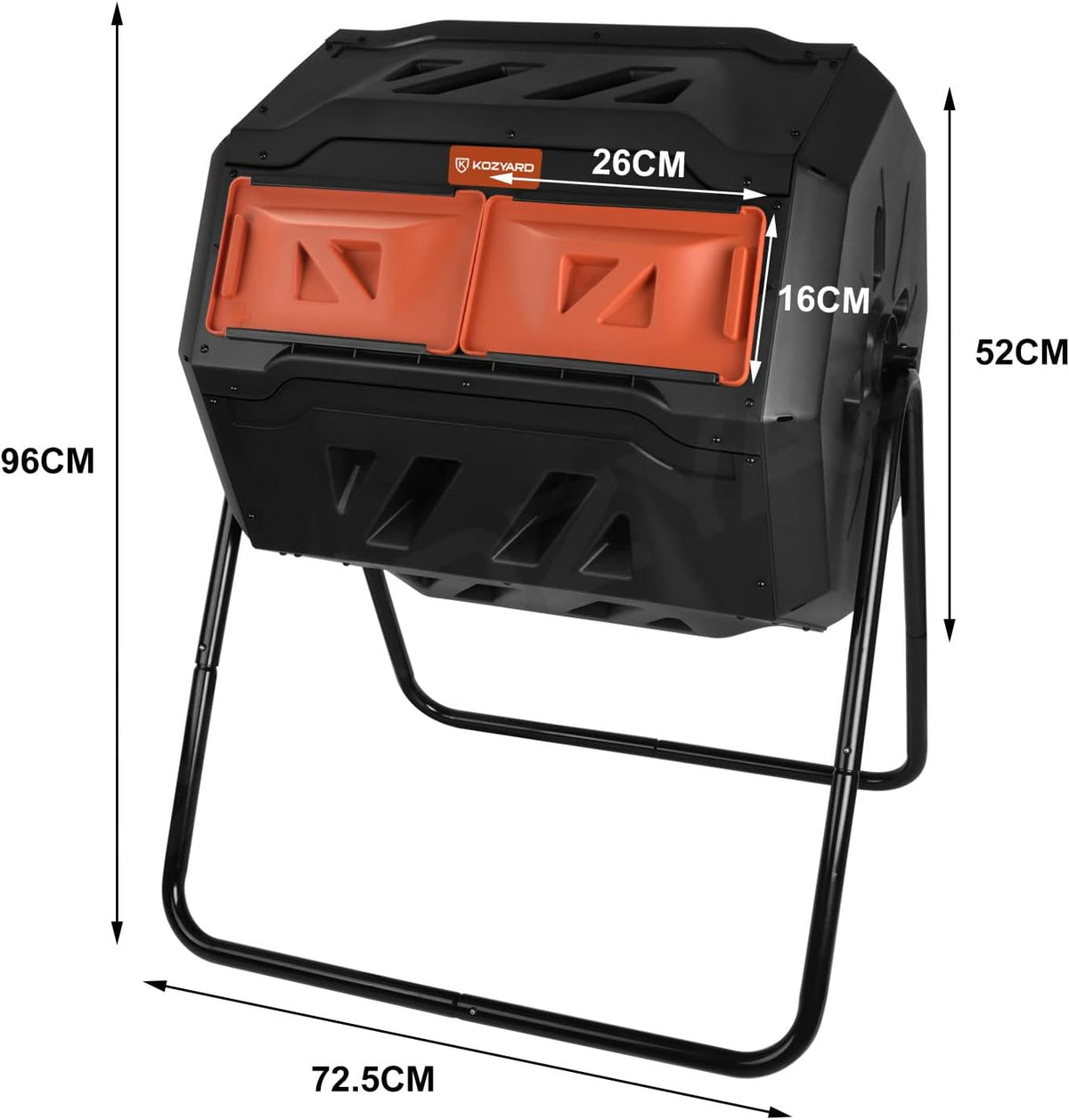 KOZYARD Dual-Chamber Compost Tumbler, 160 L