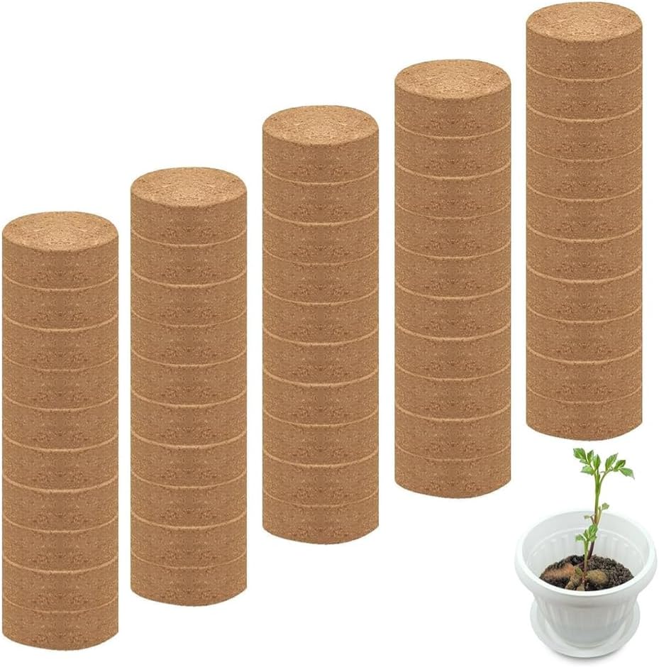 Compressed Coconut Coir Soil Discs, 50 Pack, 30 mm