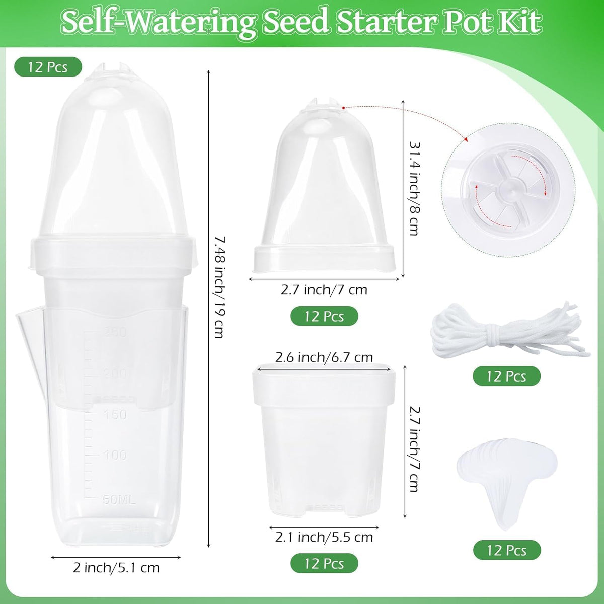 Self-Watering Propagation Pots, 12 Pack, 2.5 in