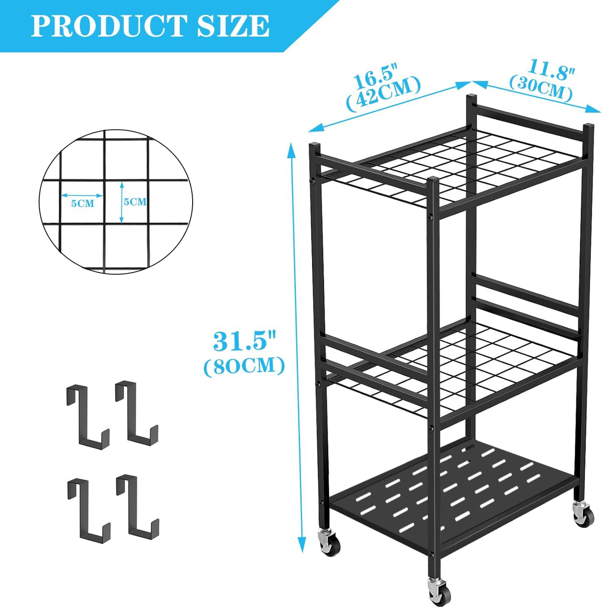 Garden Tool Organiser with Wheels, 35 Tools