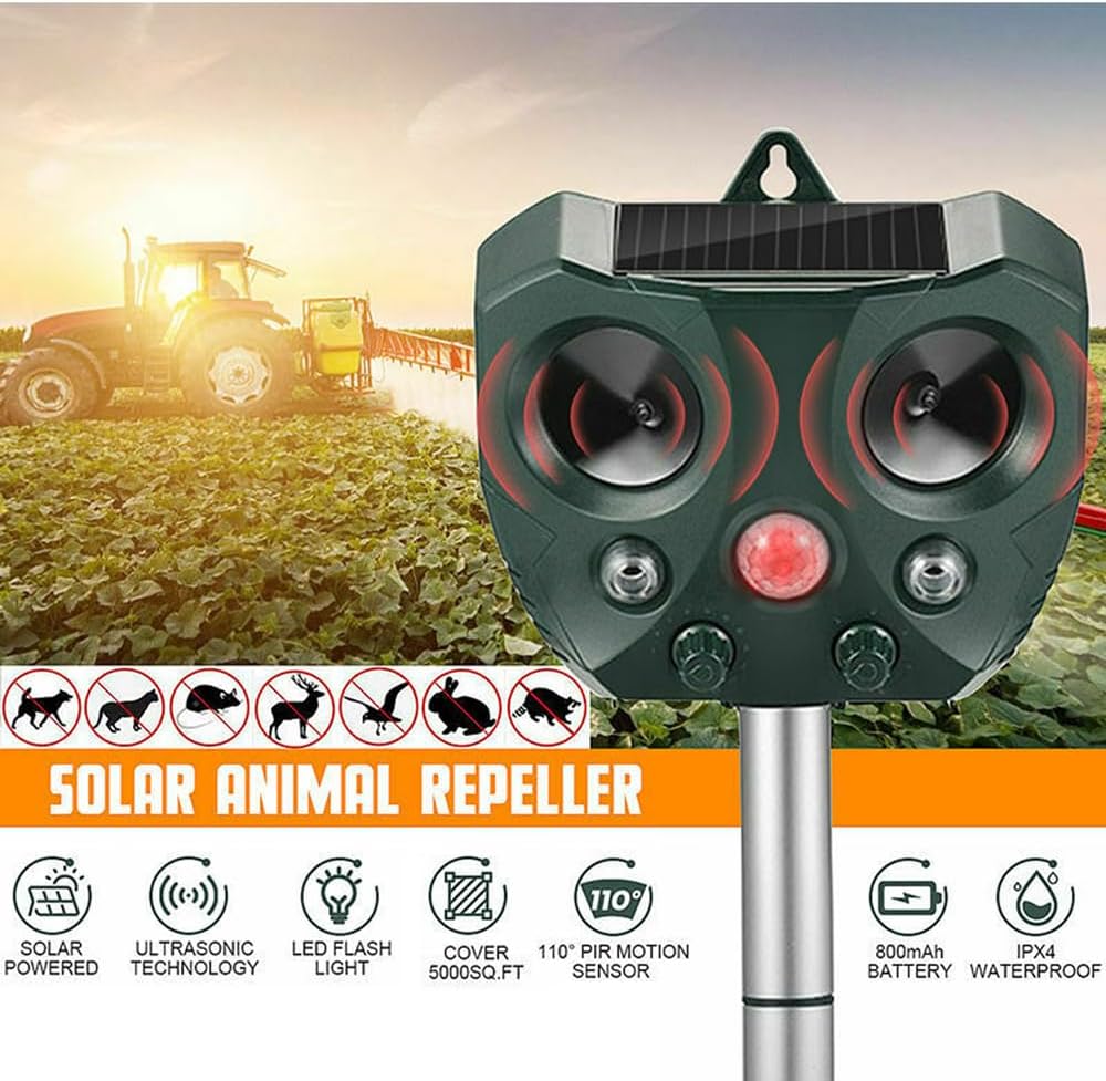 Solar Ultrasonic Animal Repeller, 5000 sq ft