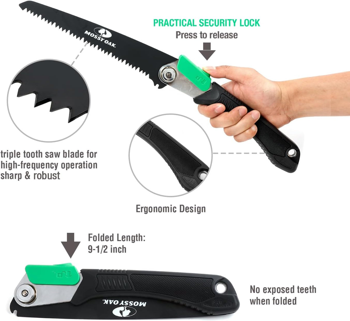 MOSSY OAK Folding Pruning Saw, 3-in-1