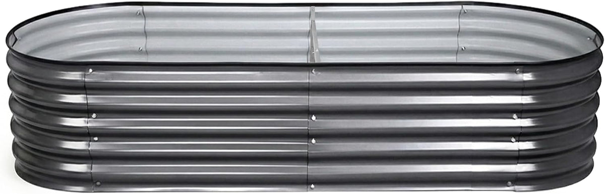 Green Fingers Oval Galvanised Garden Bed, 320 x 80 x 42 cm