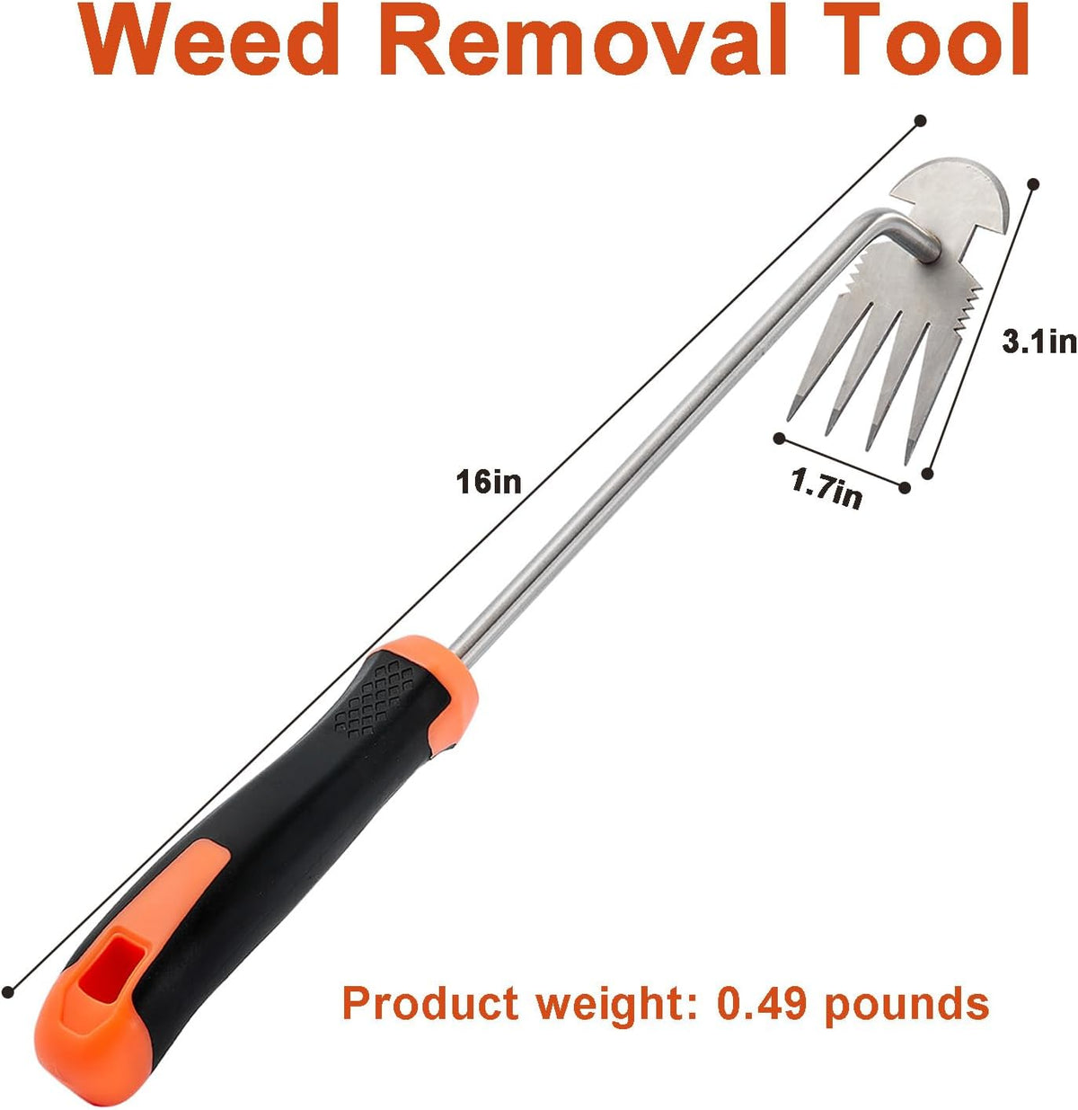 Stainless Steel Hand Weeder with Rubber Handle