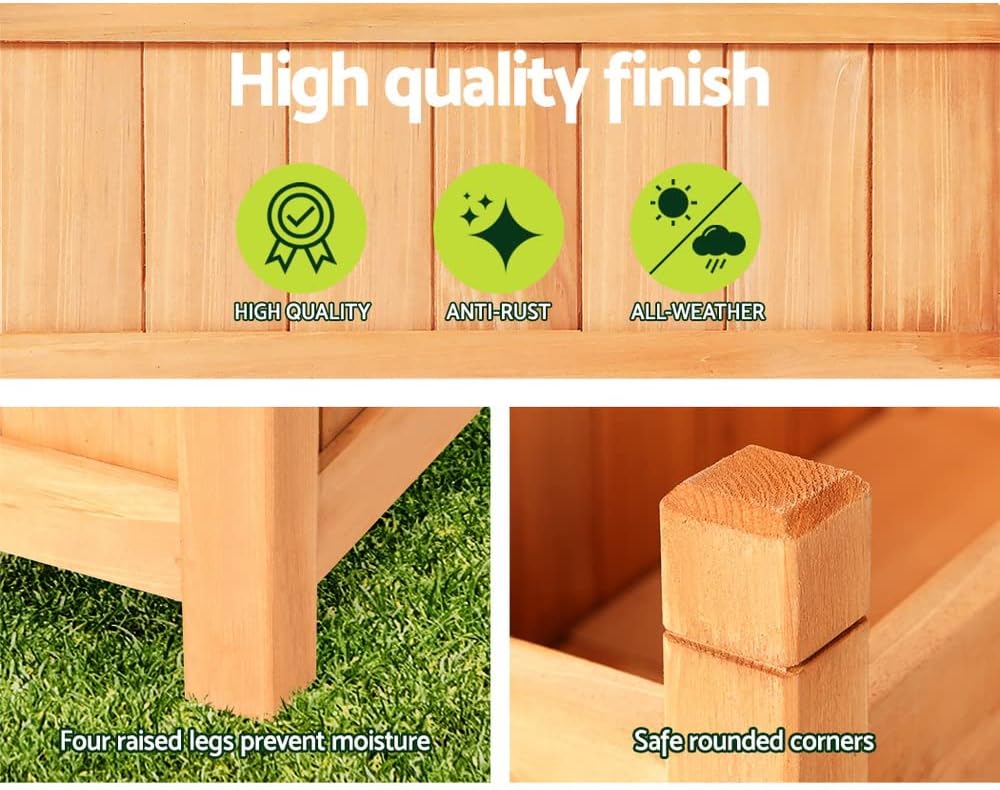 Green Fingers Wooden Planter Box, 90 x 30 x 33 cm