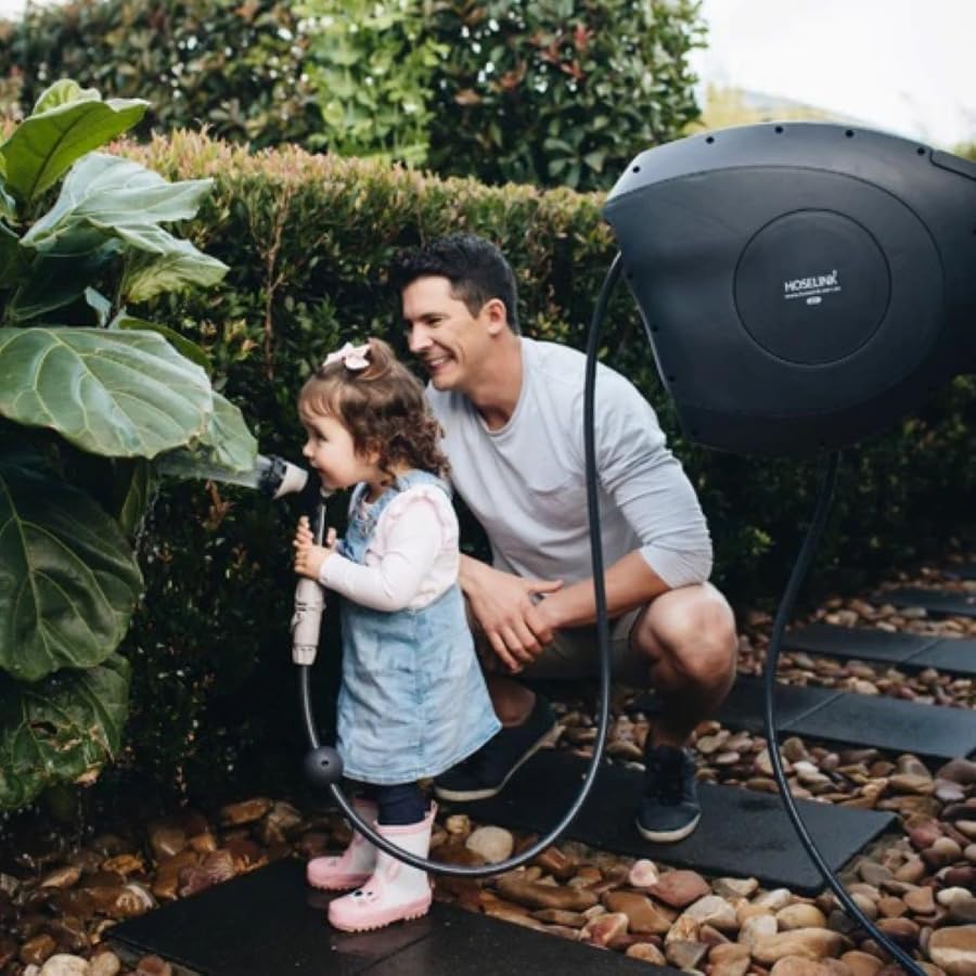 HOSELINK Retractable Garden Hose Reel, 30 m, Charcoal