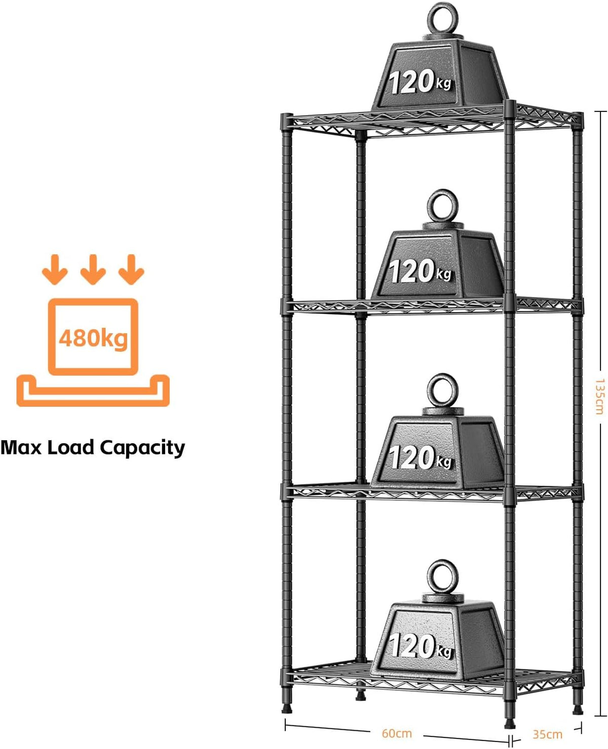 MZG Wire Storage Shelving Unit, 5 Tier