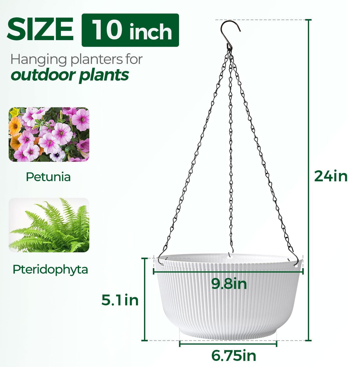 T4U Hanging Plant Pots, 2 Pack, 20 cm