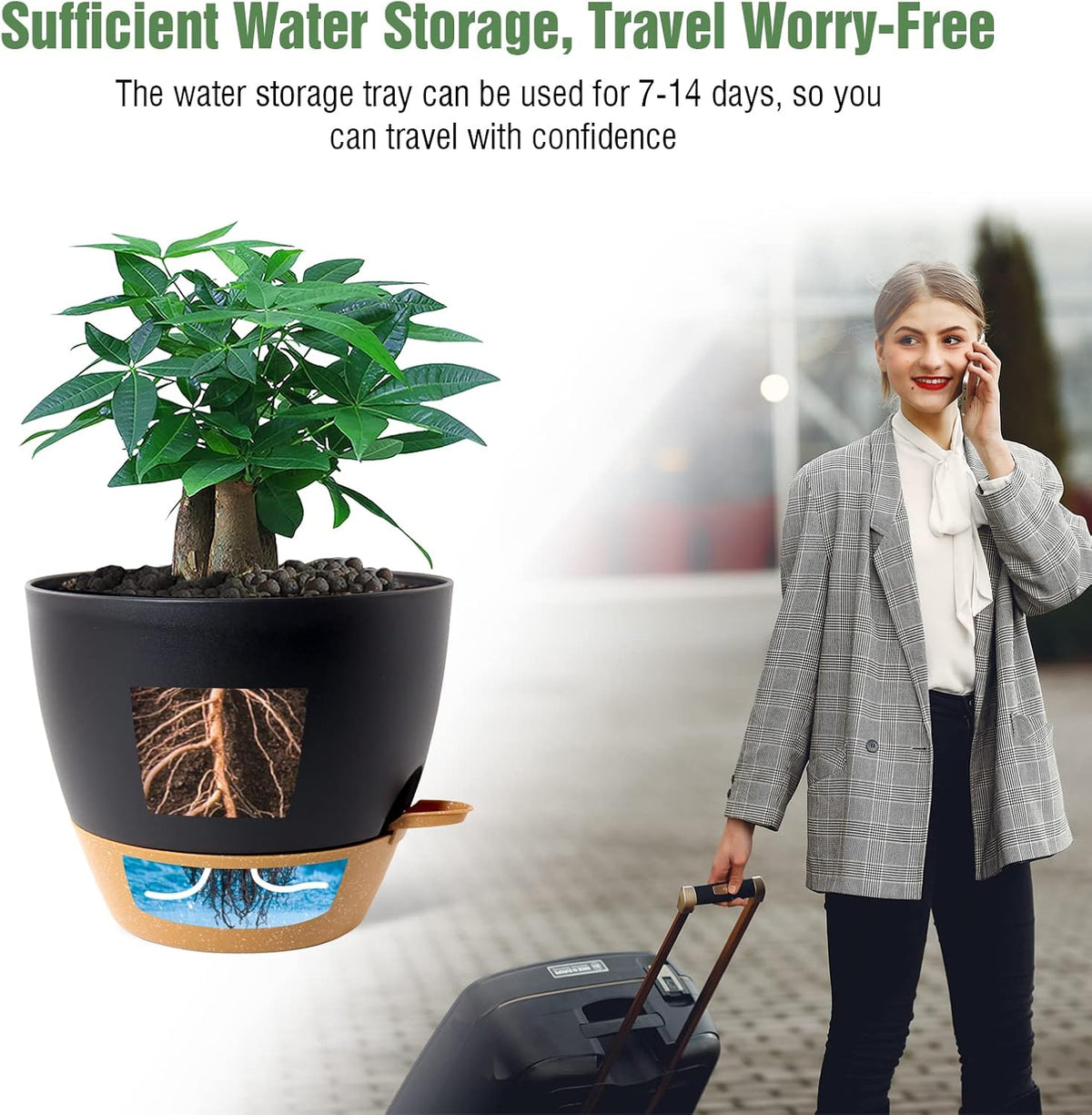 UOUZ Self-Watering Pots, 12 in, Black