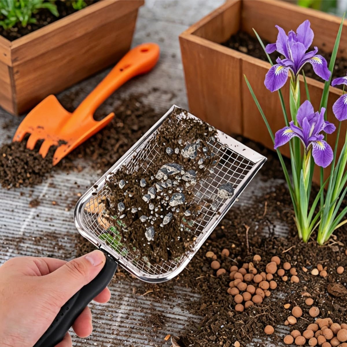 Stainless Steel Soil Sifters with Handles, 2 Pack
