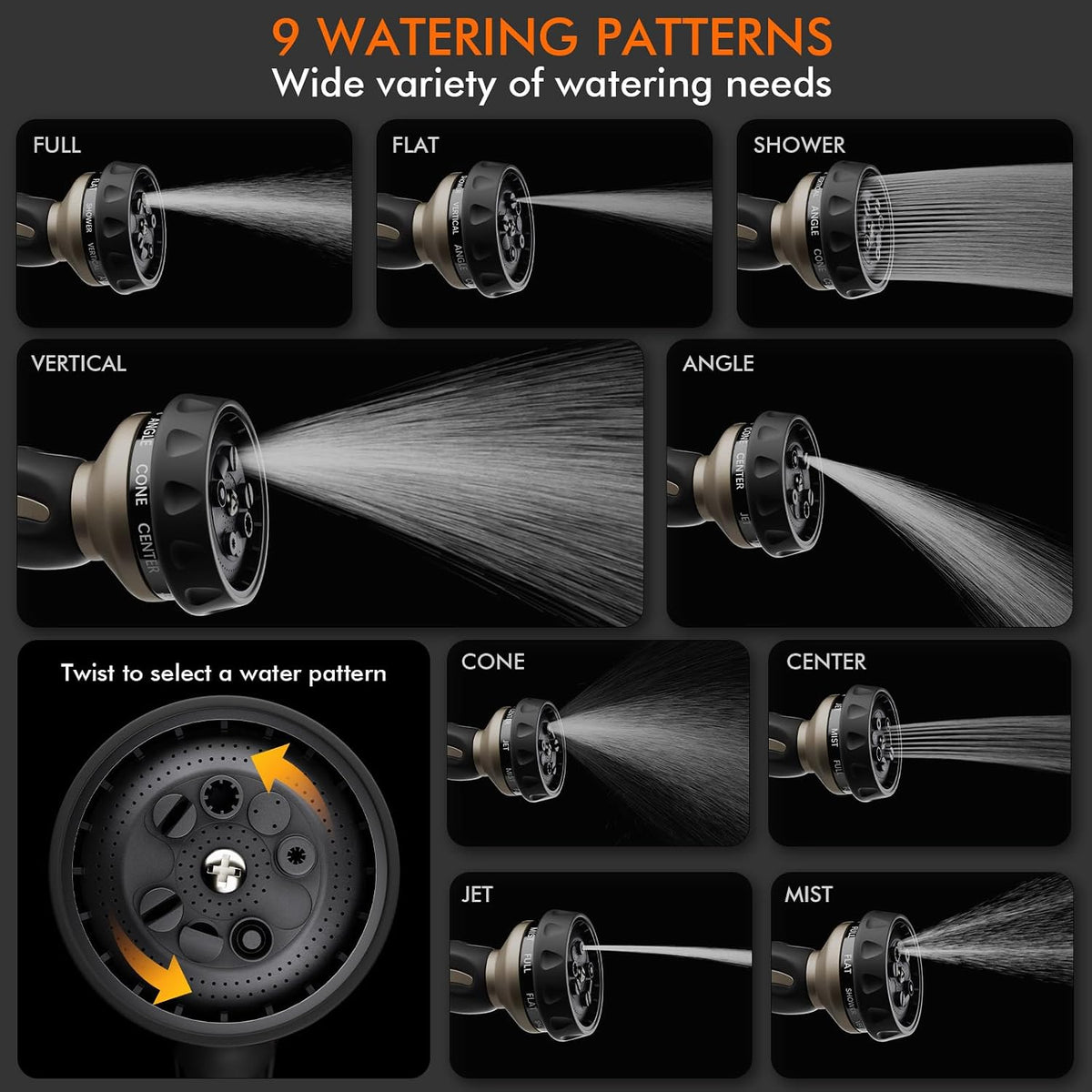 RESTMO Garden Hose Nozzle, 9 Patterns